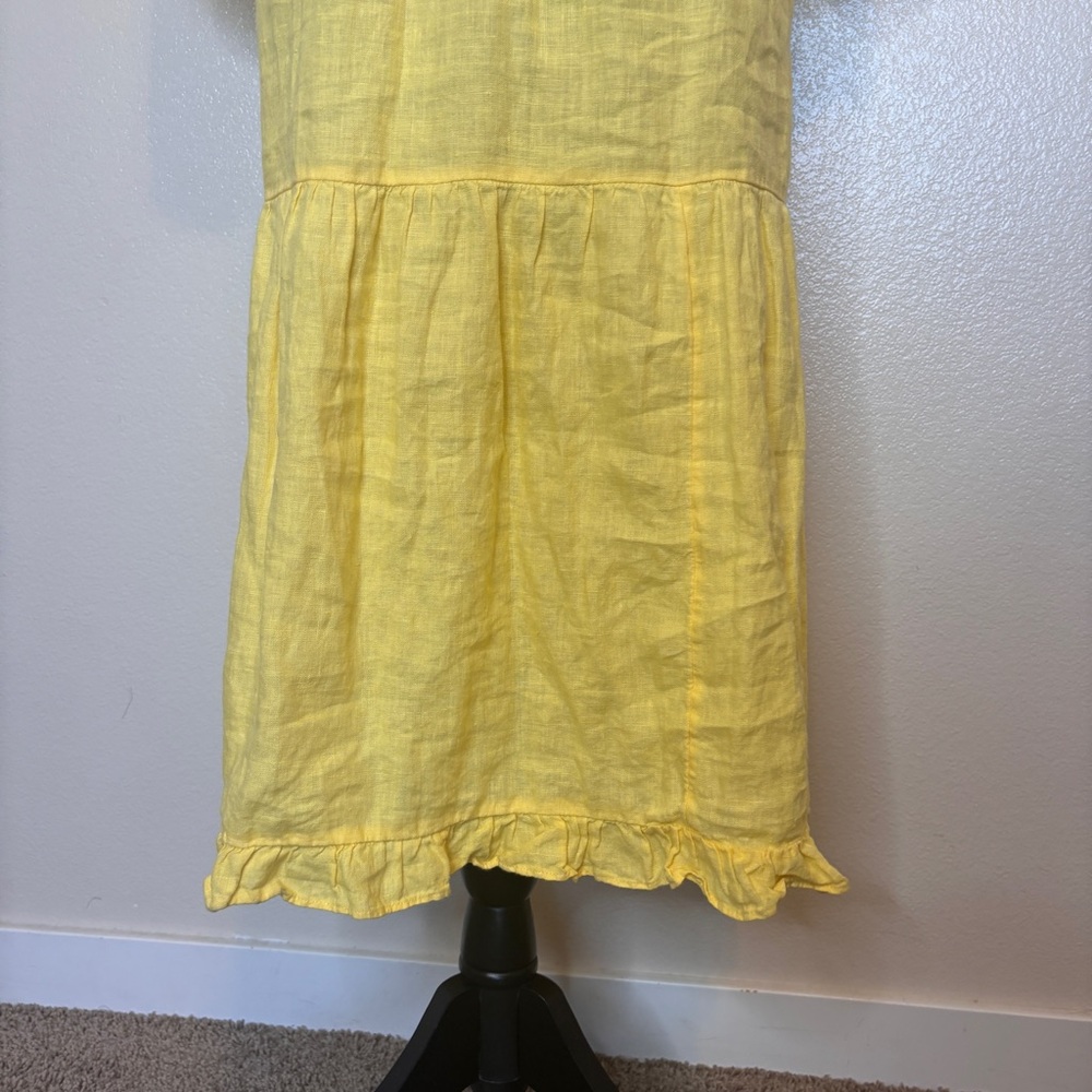 J. Crew 100% Linen Tiered Butter Yellow Dress Size Small XSmall - Picture 9 of 14